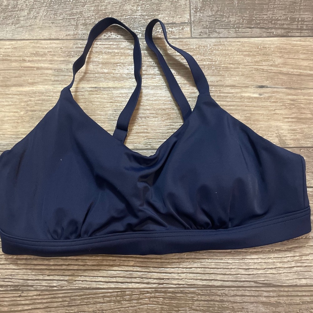 Athleta Navy Blue Bikini Swim Top Adjustable Straps‎ 32D/DD 335825-02